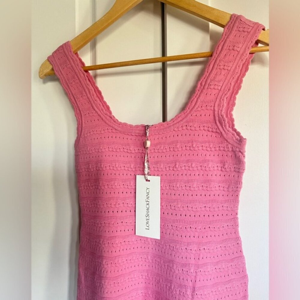NWT LoveShackFancy Maryanne Knit Mini Dress Sunset Pink | size S - Picture 8 of 11